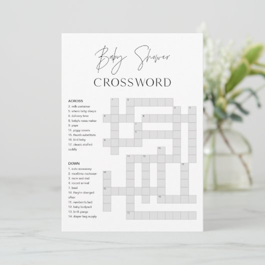 HARLOW Baby shower Crossword Game Kaart (Staand voorkant)