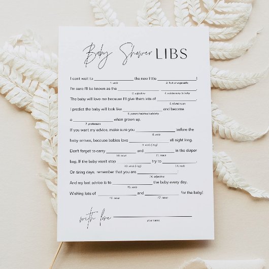 HARLOW Baby shower Lib vult het lege spel in, 5x7 Kaart
