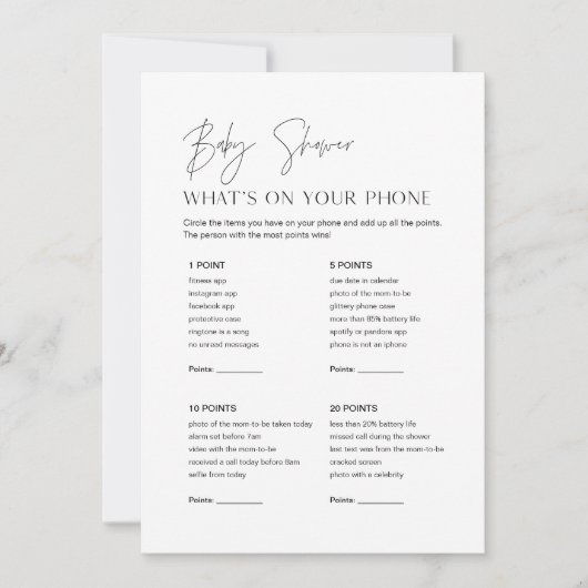 HARLOW Baby shower wat op Uw Kaart van het Spel va (Voorkant)