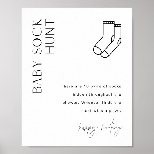 HARLOW Baby Sock Hunt Baby shower Game Poster (Voorkant)