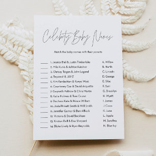 HARLOW Celebrity Baby Name Baby shower Game Kaart