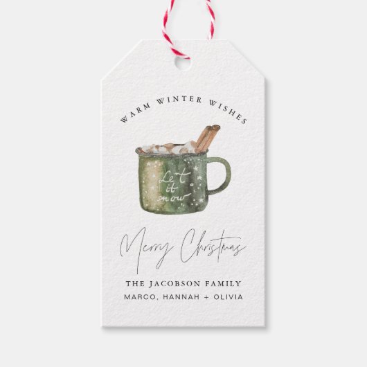HARLOW Cozy Hot Cocaca Kerstfamilie Cadeaulabel (Voorkant)