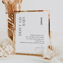 HARLOW Don't Say Baby Clothespin Baby shower Game Poster