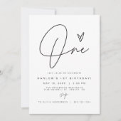 HARLOW Edgy Modern Minimalist ONE 1e Verjaardag Kaart (Voorkant)