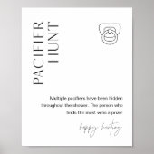 HARLOW Fopspeen Hunt Baby shower Spel Sign Poster (Voorkant)
