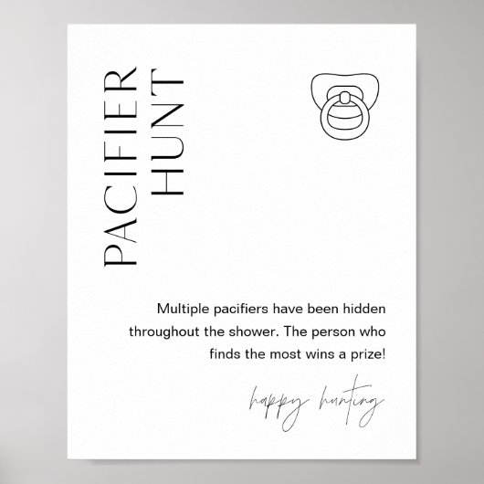 HARLOW Fopspeen Hunt Baby shower Spel Sign Poster (Voorkant)