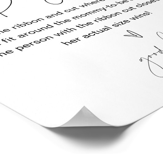 HARLOW Hoe groot is haar Belly Baby shower Game Poster (Hoek)