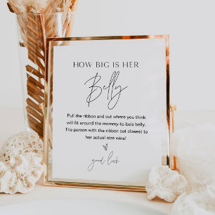 HARLOW Hoe groot is haar Belly Baby shower Game Poster