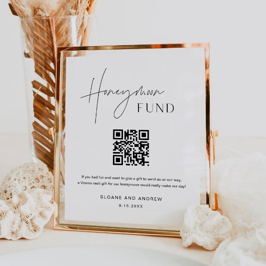 HARLOW Honeymoon Fund QR Code Wedding Sign Poster