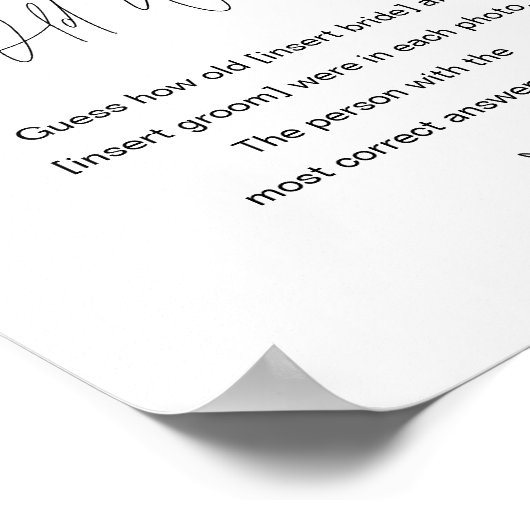 HARLOW How Old Were They Bridal Shower Game Sign Poster (Hoek)