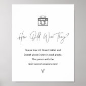 HARLOW How Old Were They Bridal Shower Game Sign Poster (Voorkant)
