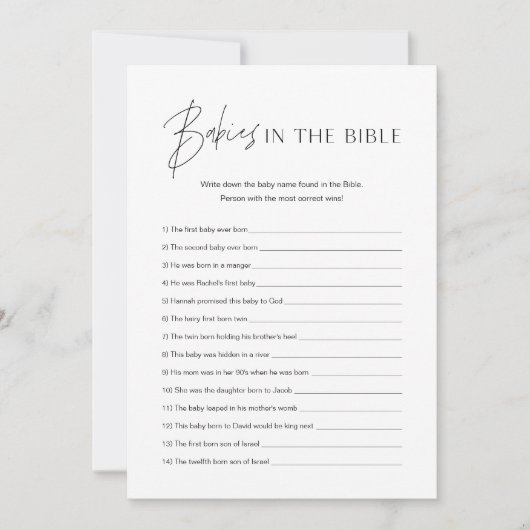 HARLOW in de Kaart van het spel van het bijbelBaby (Voorkant)