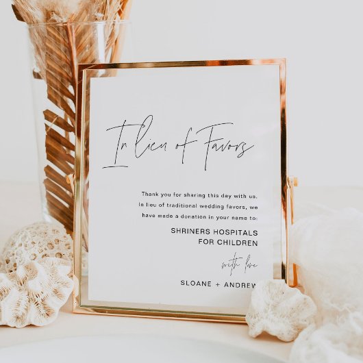 HARLOW in Lieu Favors Wedding Sign Poster
