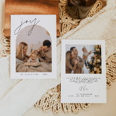 HARLOW Joy Edgy Modern Arch Photo Holiday Invitati Kaart