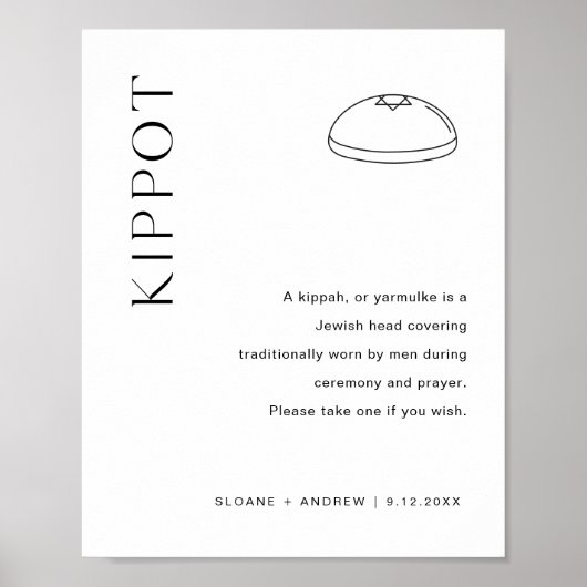 HARLOW Kippot Yarmulke Wedding Sign Poster (Voorkant)