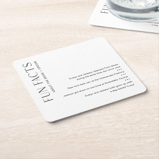 HARLOW Leuke Feiten over het bruid & bruidegom Ond Kartonnen Onderzetters (Schuin)