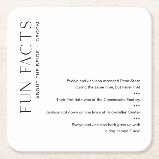HARLOW Leuke Feiten over het bruid & bruidegom Ond Kartonnen Onderzetters (Voorkant)