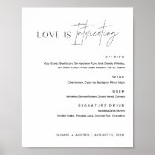 HARLOW Liefde is bedwelmend Bar Menu Bord 20x25 cm Poster (Voorkant)