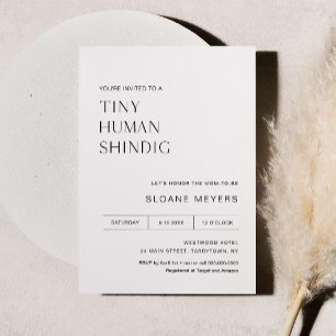 HARLOW Minimalist Baby shower Tiny Human Shindig Kaart