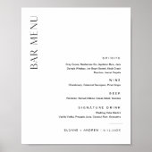 HARLOW Minimalist Wedding Bar menu 8x10 Poster (Voorkant)