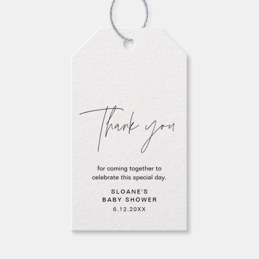 HARLOW Minimalistisch Baby shower dank u Cadeaulabel (Voorkant)