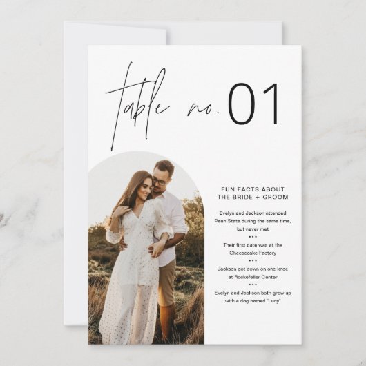 HARLOW Minimalistisch tafelnummer met leuke weetje (Voorkant)