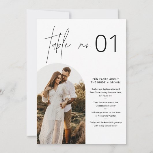 HARLOW Minimalistisch tafelnummer met leuke weetje (Achterkant)