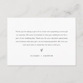 HARLOW Minimalistische bruiloft bedankkaart (plat) Informatiekaartje (Achterkant)