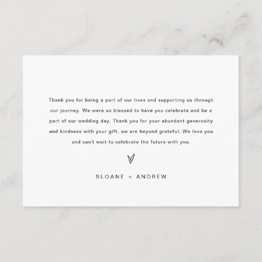 HARLOW Minimalistische bruiloft bedankkaart (plat) Informatiekaartje (Achterkant)