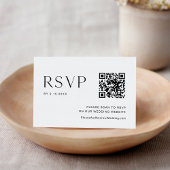 HARLOW Minimalistische Bruiloft QR Code RSVP Kaartje