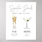 HARLOW Minimalistische Handtekening Drink Trouwbar Poster (Voorkant)
