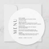HARLOW Minimalistische ronde bruiloft diner menu Kaart (Voorkant)