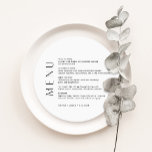 HARLOW Minimalistische ronde bruiloft diner menu Kaart<br><div class="desc">Harlow Collectie - een perfecte combinatie van schone verfijning en moderne flair. Het is ontworpen met een modern scriptlettertype dat stijl en elegantie uitsluit. Elk product in het collectie is doordacht gemaakt om een blik te tonen die zowel tijdloos als trendloos is.</div>