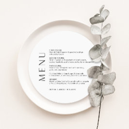 HARLOW Minimalistische ronde bruiloft diner menu Kaart
