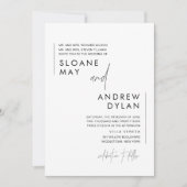 HARLOW minimalistische uitnodiging voor bruiloft (Voorkant)