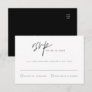HARLOW Modern Bold Black White Briefkaart RSVP-kaa