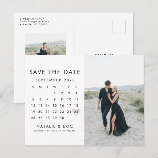 HARLOW modern eenvoudig schoon, bespaar de datum-b Briefkaart (Voorkant / Achterkant)