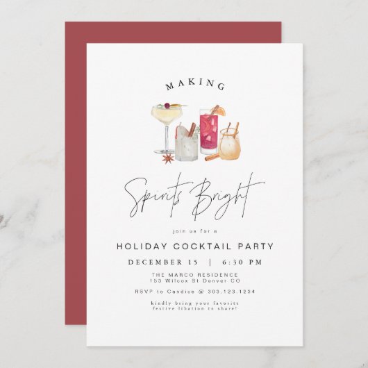 HARLOW Modern Holiday Cocktail kerst Kaart (Voorkant / Achterkant)