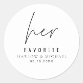 HARLOW Modern minimalistische bruiloft haar favori Ronde Sticker (Voorkant)