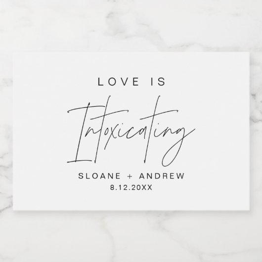 HARLOW Modern Wedding Love is Intoxicating Mini Sparkling Wijnetiket (Enkel label)