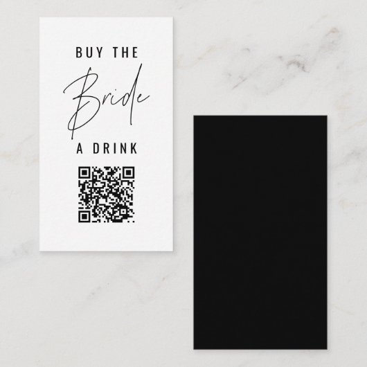 HARLOW Moderne Vet Koop de Bride een Drink QR Code Notitiekaartje (Voorkant / Achterkant)