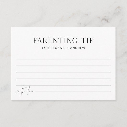 HARLOW Ouderschap Tips Baby shower Advies Kaart (Voorkant)