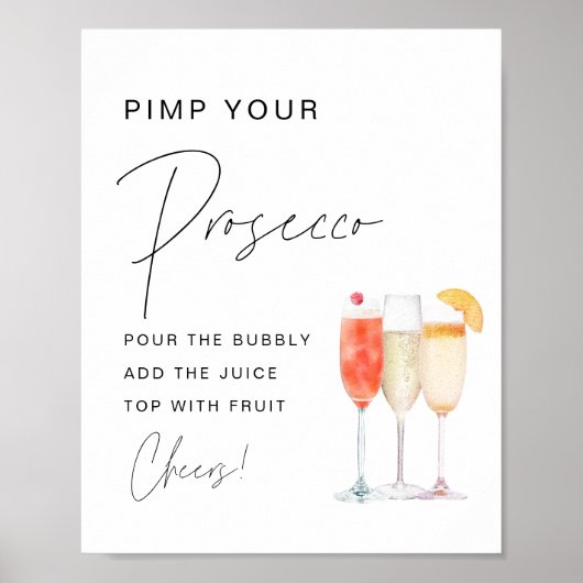 HARLOW Pimp Uw Prosecco Mimosa Sign Poster (Voorkant)