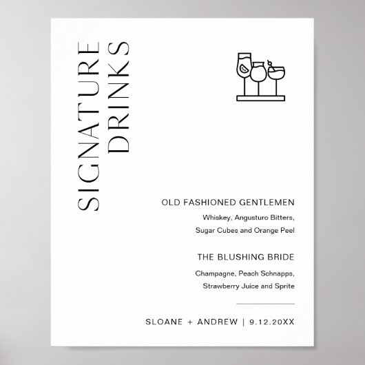 HARLOW Signature Drink Wedding Sign Poster (Voorkant)