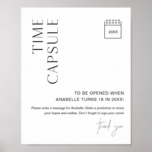 HARLOW Time Capsule Baby shower Sign Poster (Voorkant)