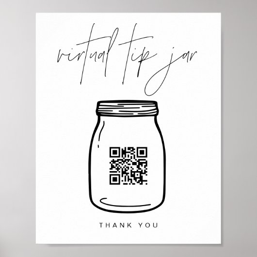 HARLOW Virtual Tip Jar Venmo QR Code Sign Poster (Voorkant)