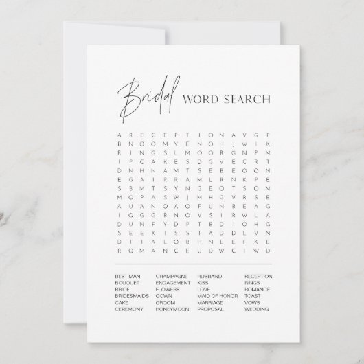 HARLOW Vrijgezellenfeest Word Search Game Kaart (Voorkant)