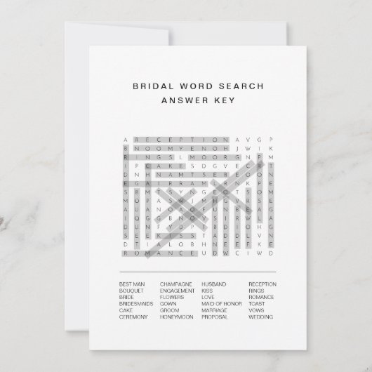 HARLOW Vrijgezellenfeest Word Search Game Kaart (Achterkant)