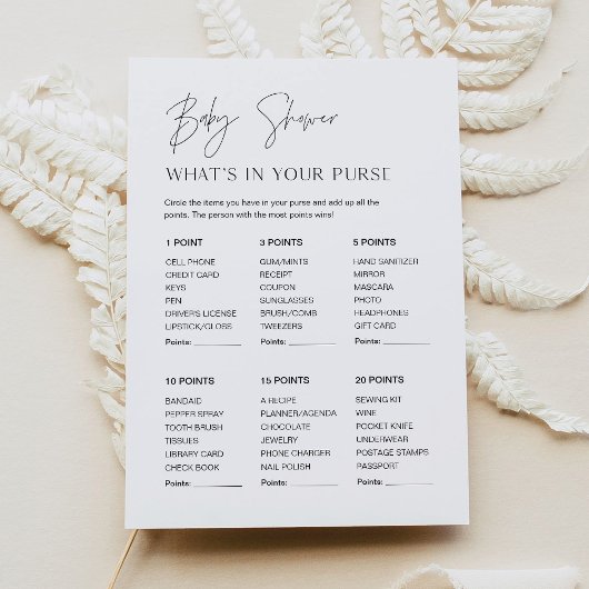 HARLOW WAT in uw Baby shower Game Kaart