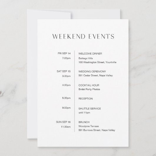 HARLOW Weddenschap Welkomsttas Letter & Chronologi Kaart (Achterkant)